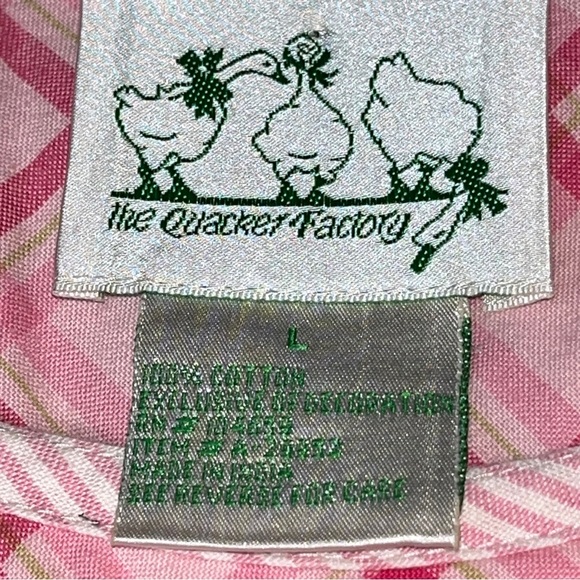 Quacker Factory PINK striped FLORAL night Dress Nightgown Cotton EMBROIDERY LRG - Picture 2 of 16